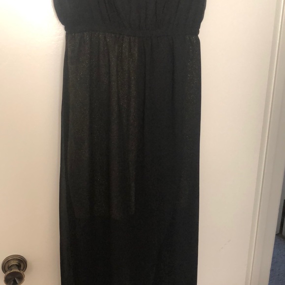 Black chiffon overlay dress with gold skirt - Picture 3 of 6